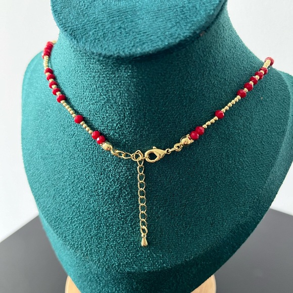 Bohemian Jewelry ✨ Boho-Chic Red Evil Eye Beads Necklace / Chocker - Picture 4 of 4